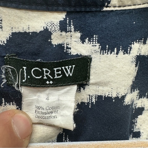 J Crew navy print blouse women’s size 4 100% cotton pullover - Picture 4 of 5